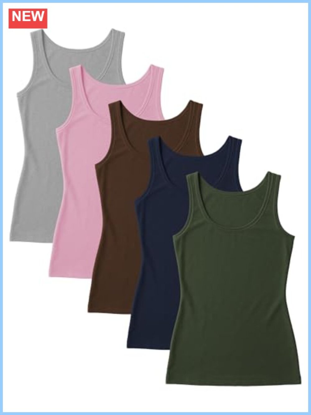Women's Stretch Tank Tops Multipack Cotton Spandex Scoop Neck Slimming